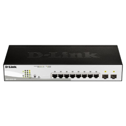 Коммутатор D-Link DGS-1210-10P/FL2A Управляемый L2 коммутатор с 8 портами 10/100/1000Base-T и 2 портами 1000Base-X SFP (8 портов PoE 802.3af/at, PoE бюджет 65 Вт)