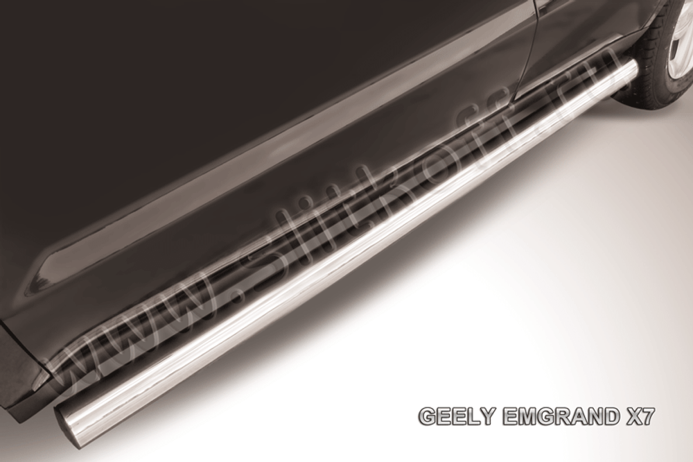 Пороги из нержавейки Geely Emgrand X7 (2011-2016) d76 труба