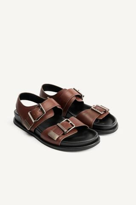 ZARA КОЖАНЫЕ САНДАЛИИ, КОРИЧНЕВЫЙ