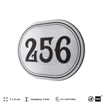 Номерок на дверь квартиры 256, для кабинета, офиса, шильдик 9 х 7 см, серебристый, Айдентика Технолоджи