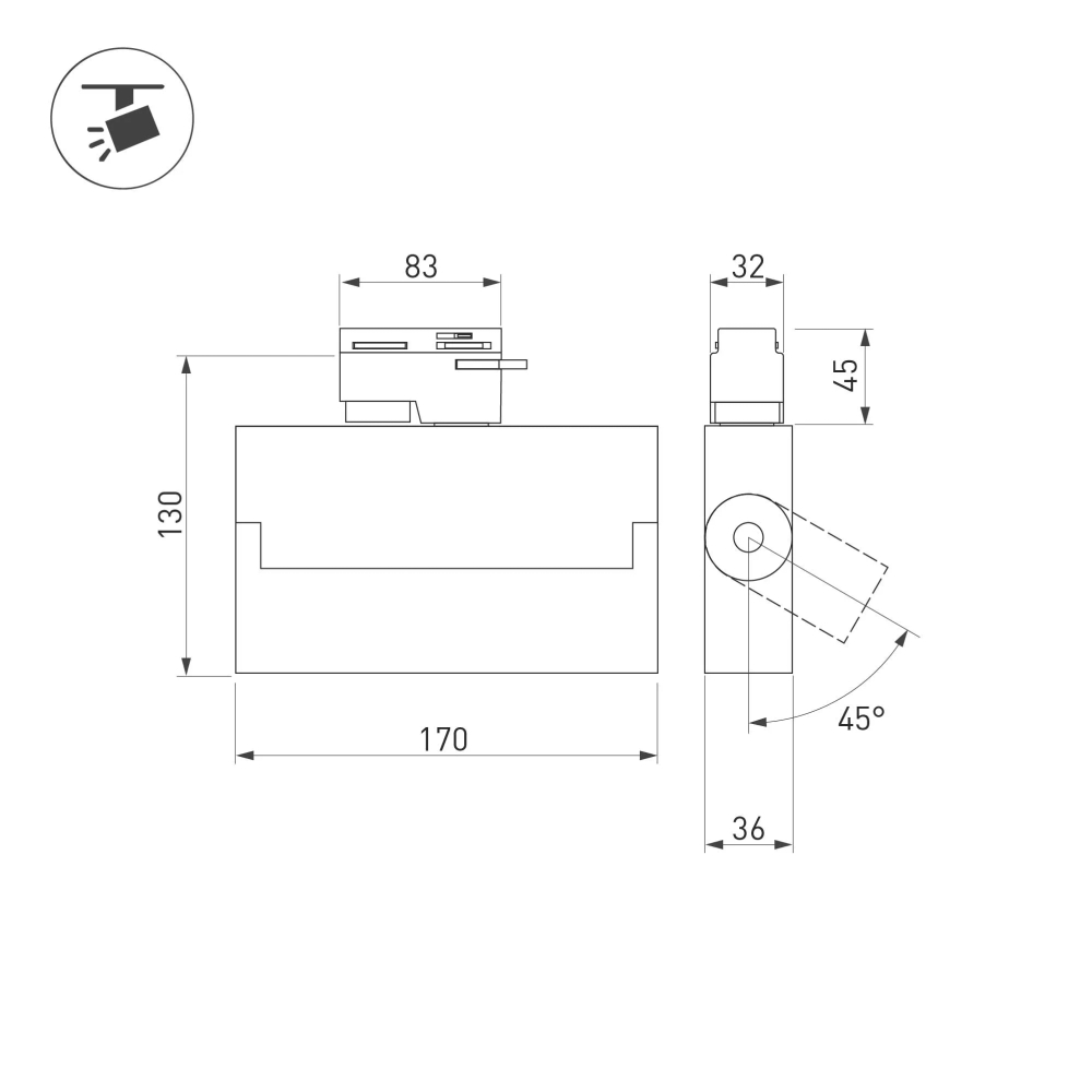 Светильник LGD-LOFT-TRACK-4TR-S170-20W Day4000 (BK, 24 deg) (Arlight, IP40 Металл, 3 года) 026232