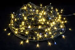 Светодиодная нить с мерцающим диодом 40 м., 24V, 400 теплых белых LED ламп, черный провод ПВХ, соединяемая, Winner Light (ww.01.6B.400+24v)