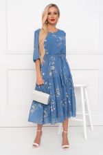 Платье Хелен (темно-голубой/цветы)-46р-р Р11-1075/13 Nikol