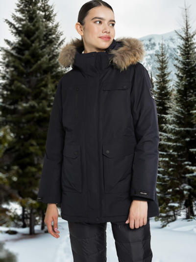 12140810 Куртка пуховая женская Long down parka черный Pelliot