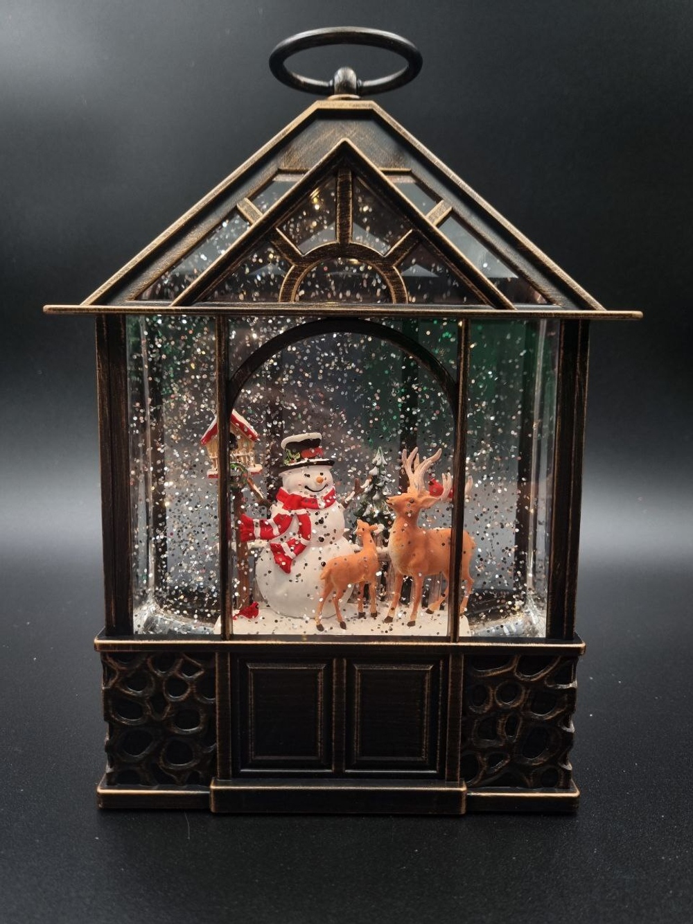 Фонарь новогодний светящийся музыкальный сеть/батарейки 8*16*23см QW98