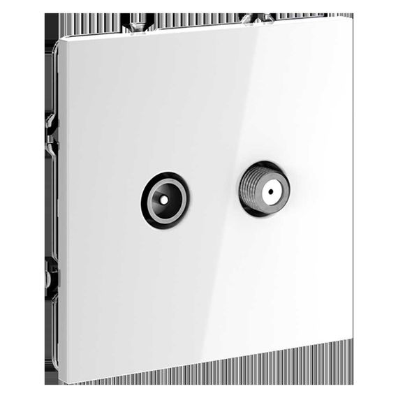 Розетка телевизионнная встраиваемая Voltum S70 оконечная TV+SAT, (белый глянцевый) VLS060401