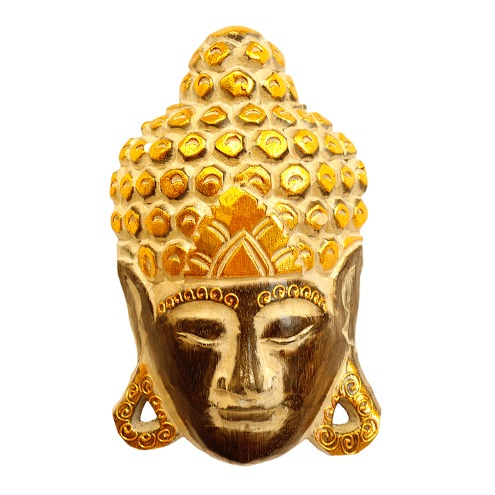 Маска настенная Будда цвет серый, золотистый, дерево Албезия 30 см