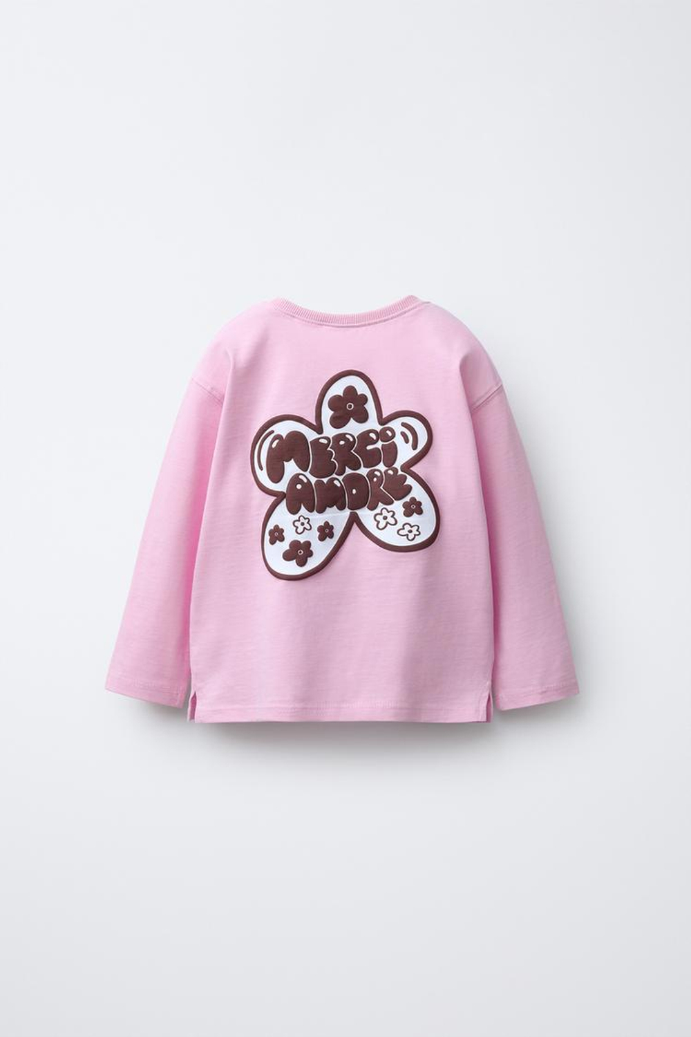 ZARA ЛОНГСЛИВ С РЕЛЬЕФНЫМ ПРИНТОМ, РОЗОВЫЙ