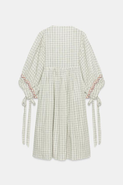 ZARA ПЛАТЬЕ МИДИ ИЗ СМЕСОВОГО ЛЬНА — ZW COLLECTION, РАЗНОЦВЕТНЫЙ