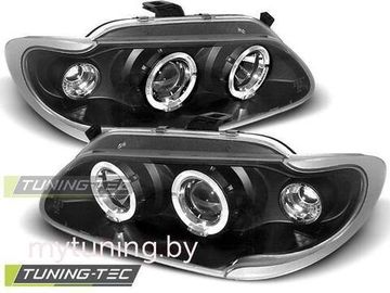 Передние фары Renault Megane 1/Scenic 1 angel eyes black