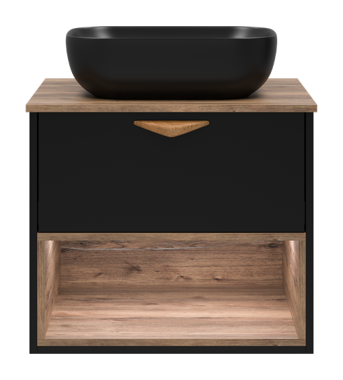 Тумба под раковину Brevita Bergen 60 с подсветкой подвесная (черная)