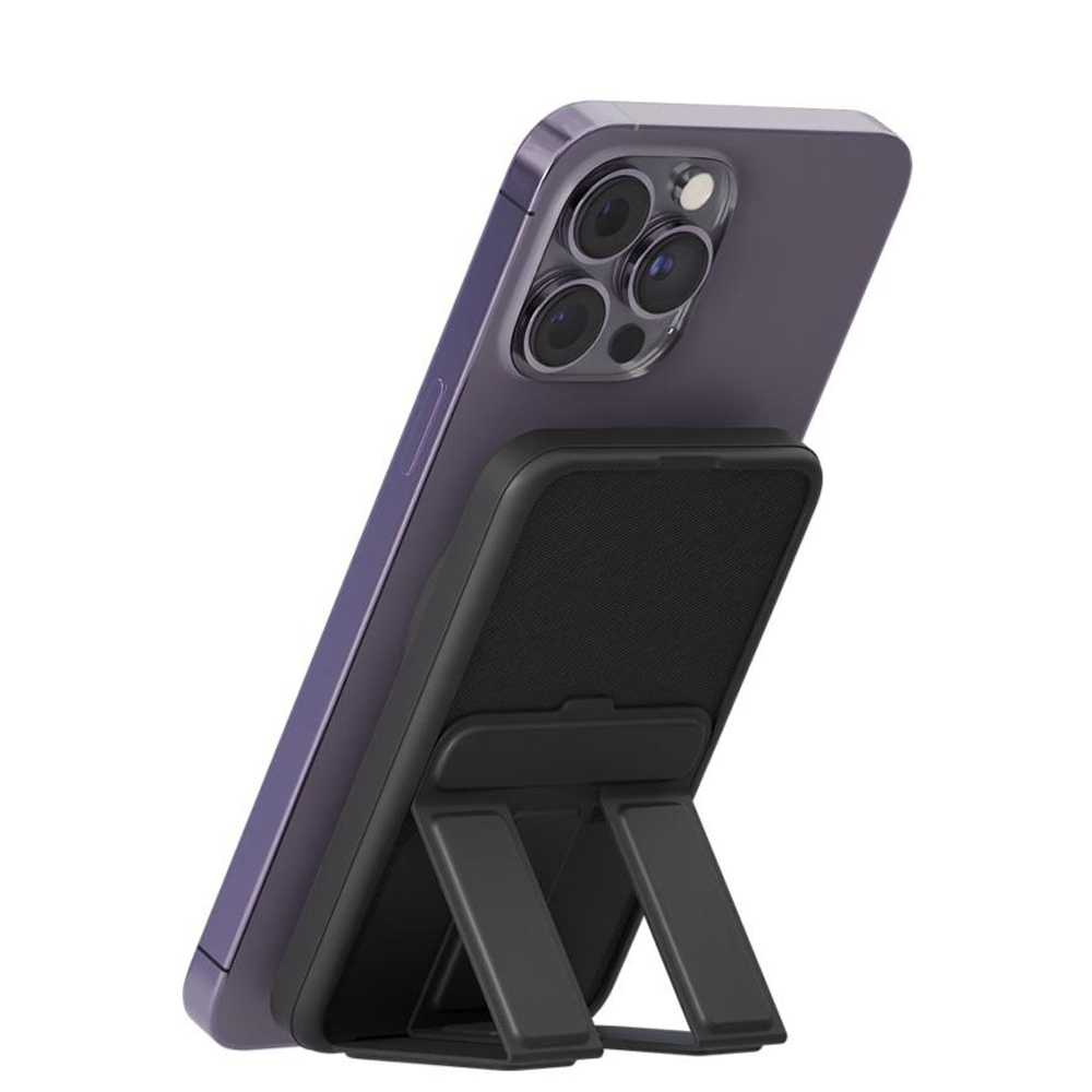 Внешний аккумулятор MagSafe с подставкой VLP Power Bank (5000 мА·ч) Беспроводная зарядка: Qi 15 Вт. Проводная зарядка: USB-C. Есть LED-индикация и поддержка PD. Энергоёмкость — 19,25 Вт·ч. Максимальная выходная мощность — 20 Вт