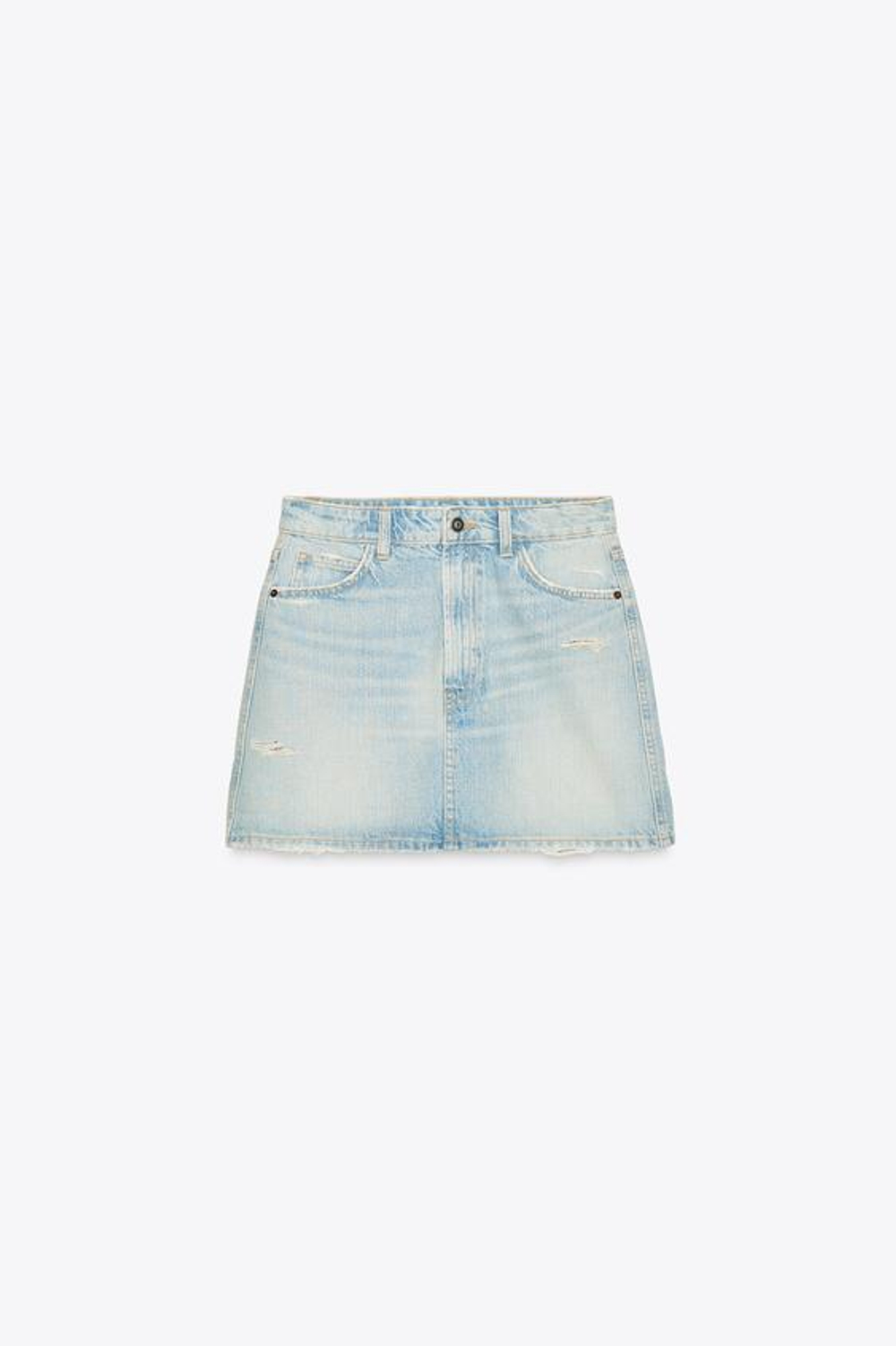 ZARA ДЖИНСОВАЯ МИНИ-ЮБКА TRF, ГОЛУБОЙ