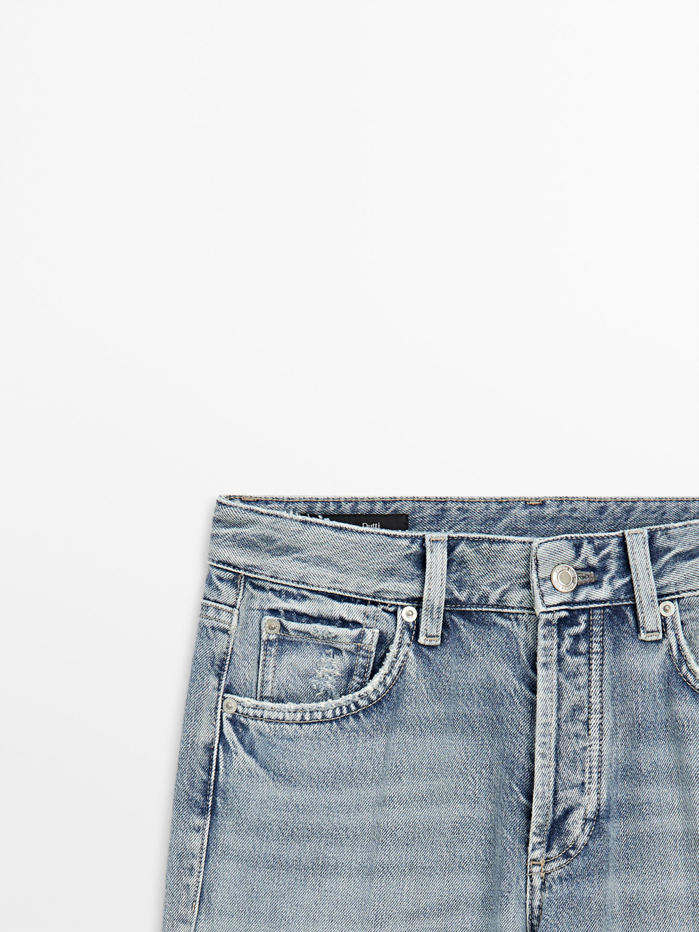 Massimo Dutti Джинсы средней посадки с широкими штанинами, светло-голубой