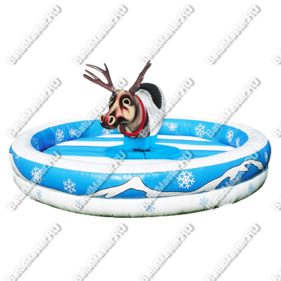 Надувной аттракцион Родео, олень+батут, "Северный олень", круглый, 6*6*3 м
