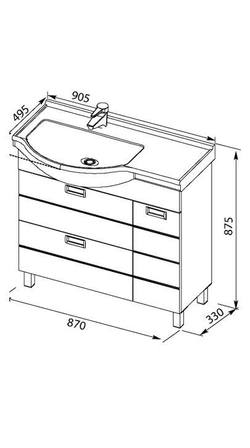 Тумба с раковиной Aquanet Сити 90 L венге