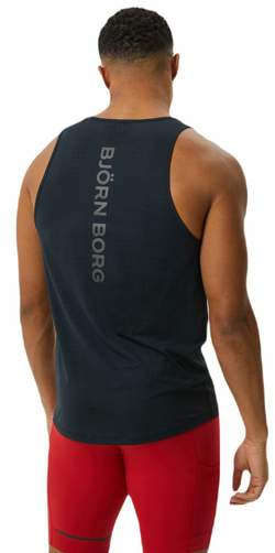 Мужская теннисная футболка Björn Borg Running Perforated Tank - black beauty