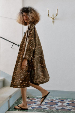 ZARA ДЛИННОЕ КИМОНО С ПАЙЕТКАМИ, ТЕМНЫЙ ХАКИ