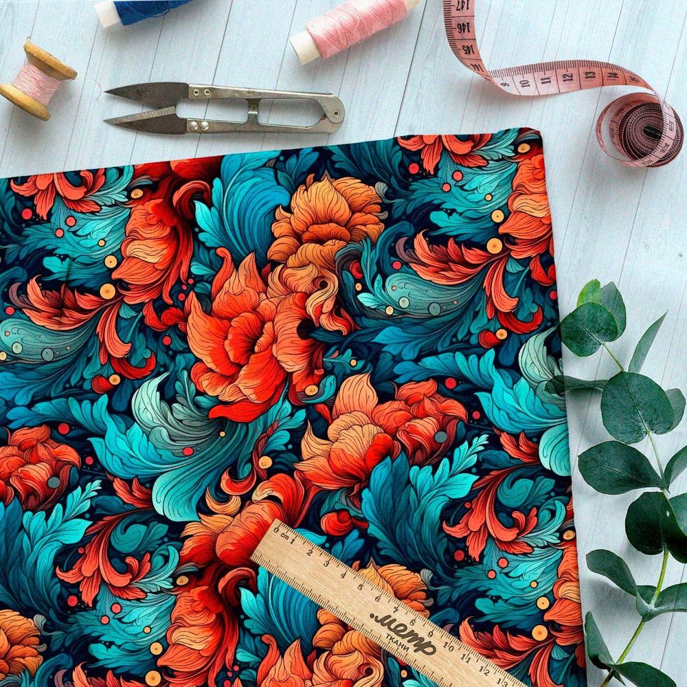 Ткань премиум бифлекс атмосферные шелесты листьев