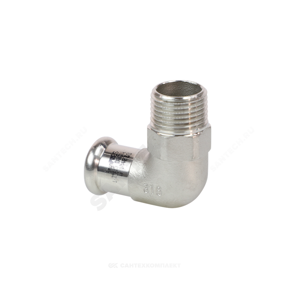 Угольник сталь нерж AISI 316L 90гр Дн 15х1/2" Ру16 пресс/НР Inoxpres RM 197102015
