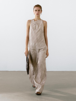 Massimo Dutti Брюки прямого кроя в полоску, дымчатый