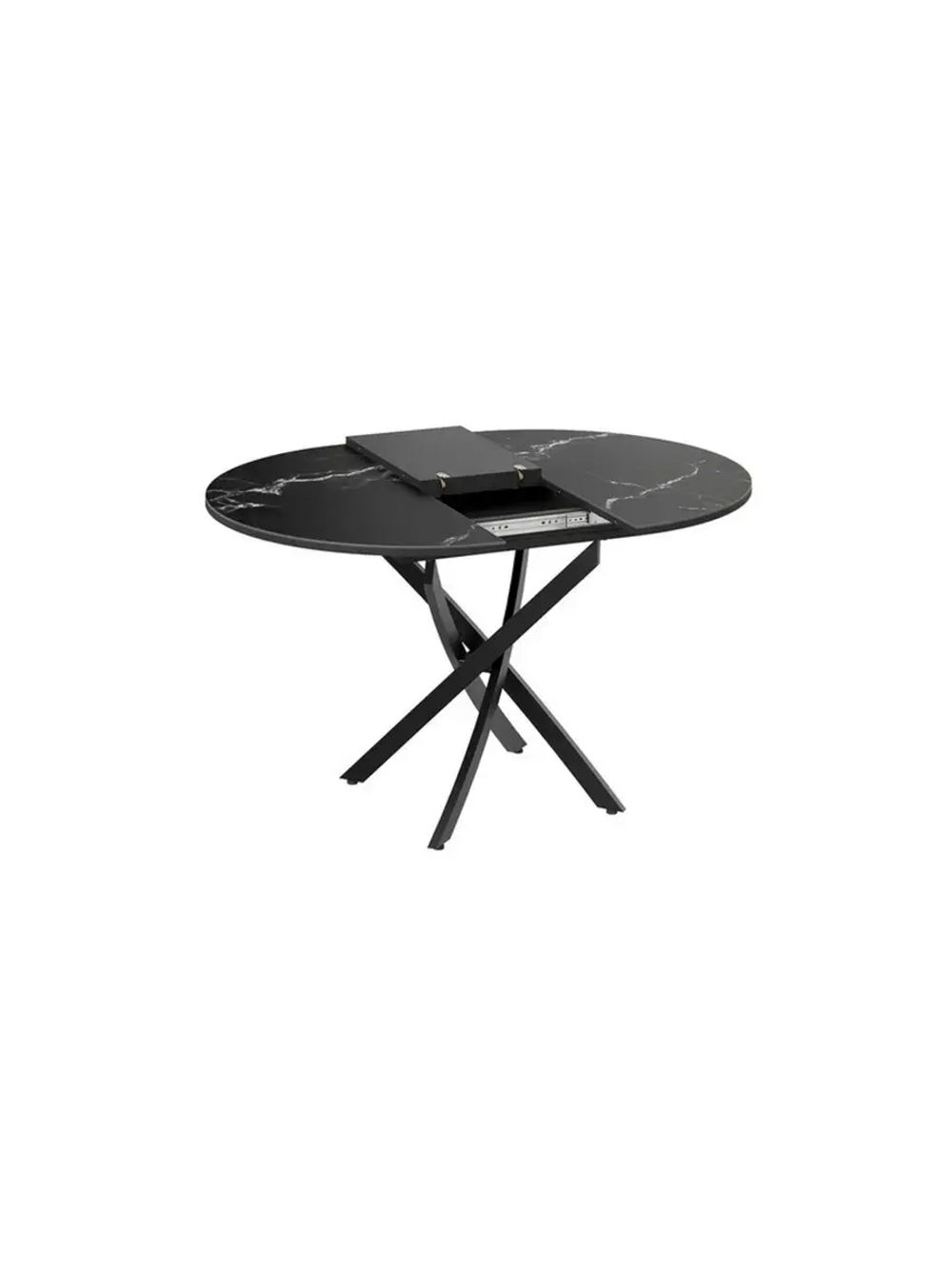 Стол кухонный круглый Стекло матовое мрамор 100(132)х75х75см