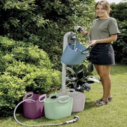 Набор для полива GF GF80007655 AQUAGO Bunny комплект с растягивающимся шлангом 25м в цветной сумке с вешалкам - мятный