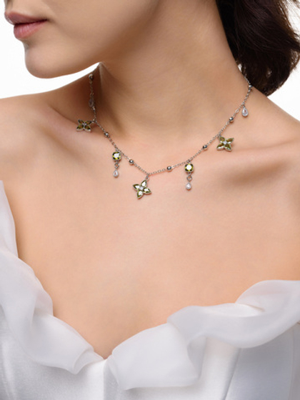 Колье "Green leaves" Silver