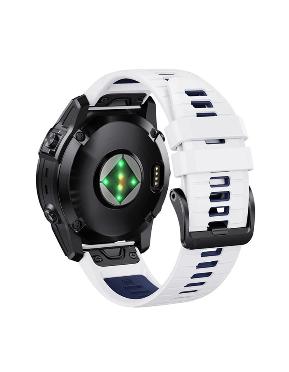 Ремешок двухцветный QuickFit 26 мм для Garmin Fenix 7x/6x/5x/5x plus/3, Descent, Tactix, Enduro, D2, Instinct 2X (Белый/Синий)