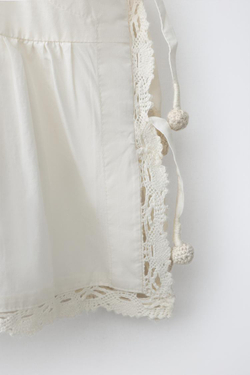 ZARA ТОП С ВЫШИВКОЙ, ЖЕЛТОВАТО-БЕЛЫЙ