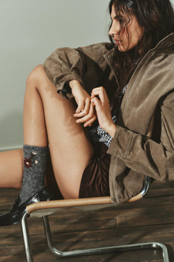 ZARA НОСКИ С ЦВЕТОЧНОЙ ВЫШИВКОЙ, СЕРЫЙ