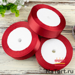 Лента атласная 25 мм (23 метра, цвет №48 Бордовый)