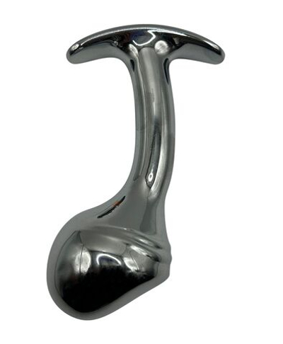 Изогнутая алюминиевая анальная пробка для ношения - 8 см. (Цвет: серебристый)