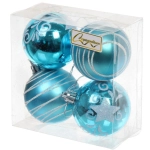 Новогодние шары 6 см (набор 4 шт) «Снежная дымка», Голубой