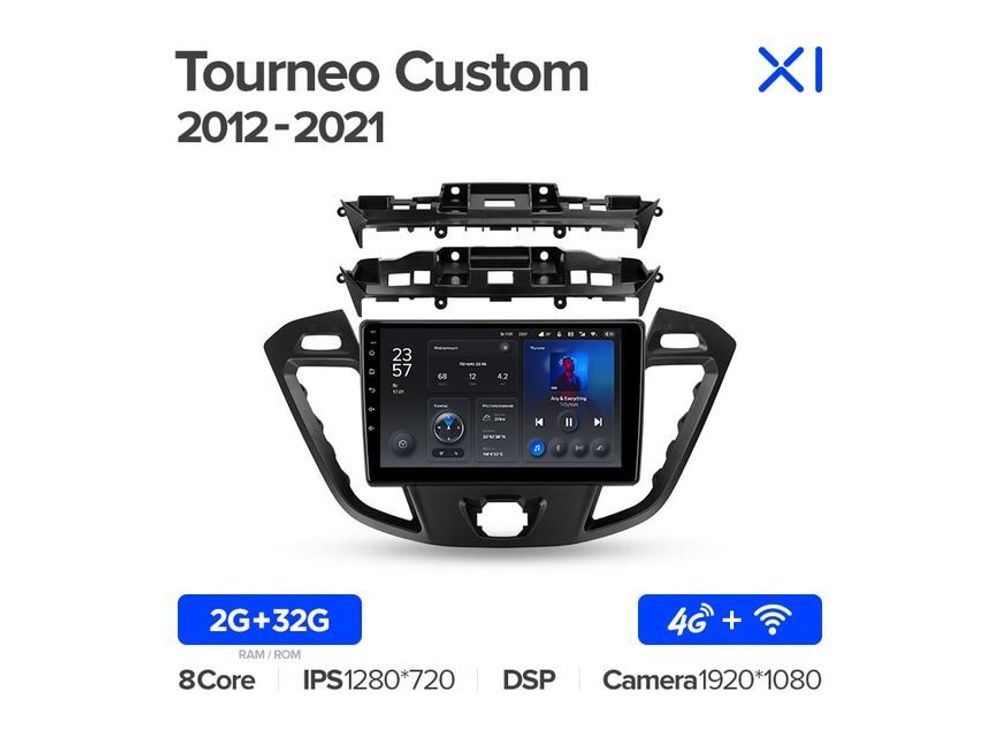 Магнитола Teyes X1 2-32 Wi-Fi + 4G Ford Tourneo Custom 1/ Transit 2012 - 2021 9.0&quot;
