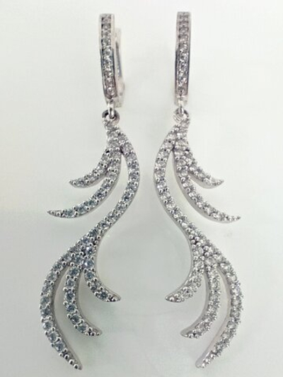 Серьги с подвесками "Эстерелла", серебро 925 пробы, родированные, с фианитами/Ф