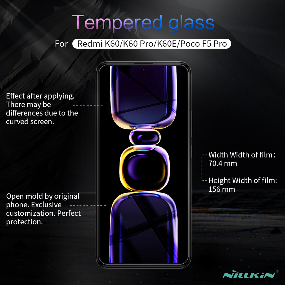 Защитное стекло с прозрачными рамками от Nillkin для Xiaomi Poco F5 Pro, серия H+Pro Anti-Explosion Glass Screen Protector