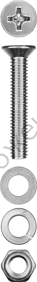 ЗУБР DIN 965 M4 x 40 мм, винт с гайкой и шайбами, 15 шт (303456-04-040)