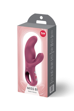 Бордовый вибратор с клиторальным стимулятором Miss Bi