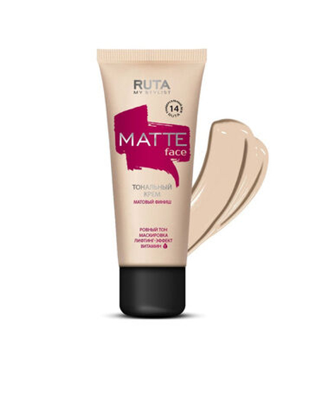 Ruta Крем тональный Matte Face, матирующий, тон №14, Универсальный беж, 32 мл