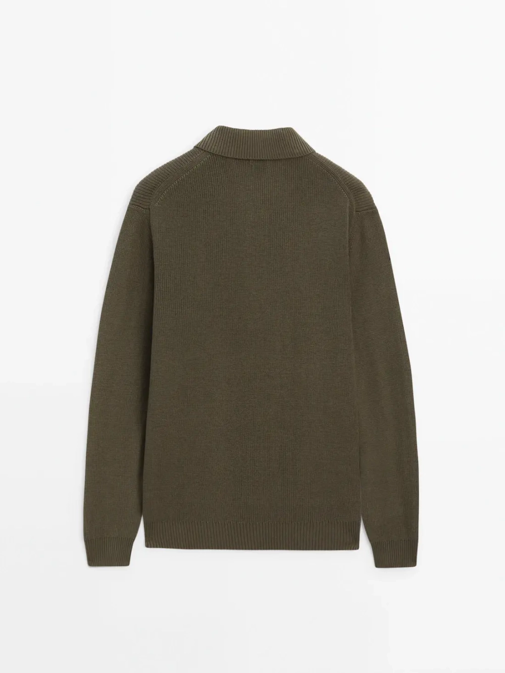 Massimo Dutti Хлопковый свитер с воротником поло, хаки