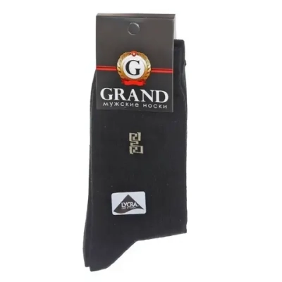 Носки мужские GRAND LINE (М-101, рисунок на паголенке), чёрный, р. 27