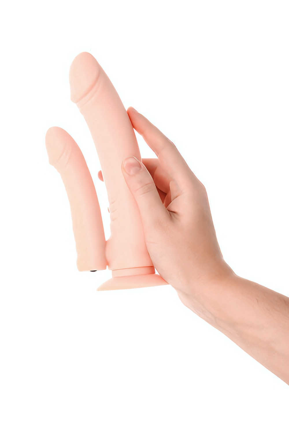 Двойной стимулятор на присоске с анальным вибро-фаллосом Double Penetration Dildo (19.5 см) (Цвет: Телесный)