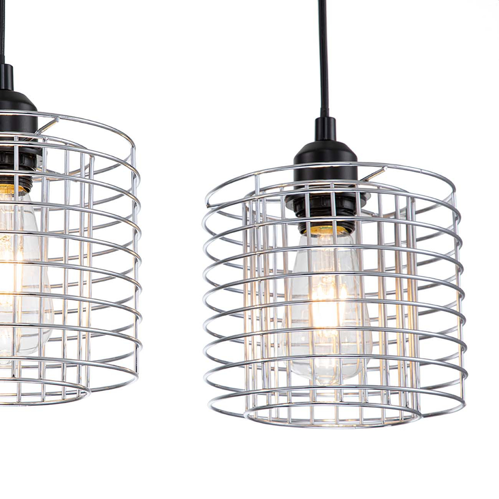 Подвесной светильник 3х40Вт E27, металл/стекло, хром