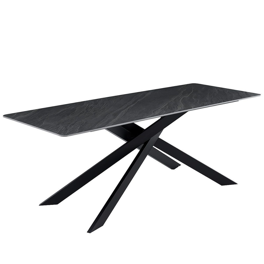 Стол керамический LA ALTA MERLIN Vic Dark grey 200*80*76, каркас черный