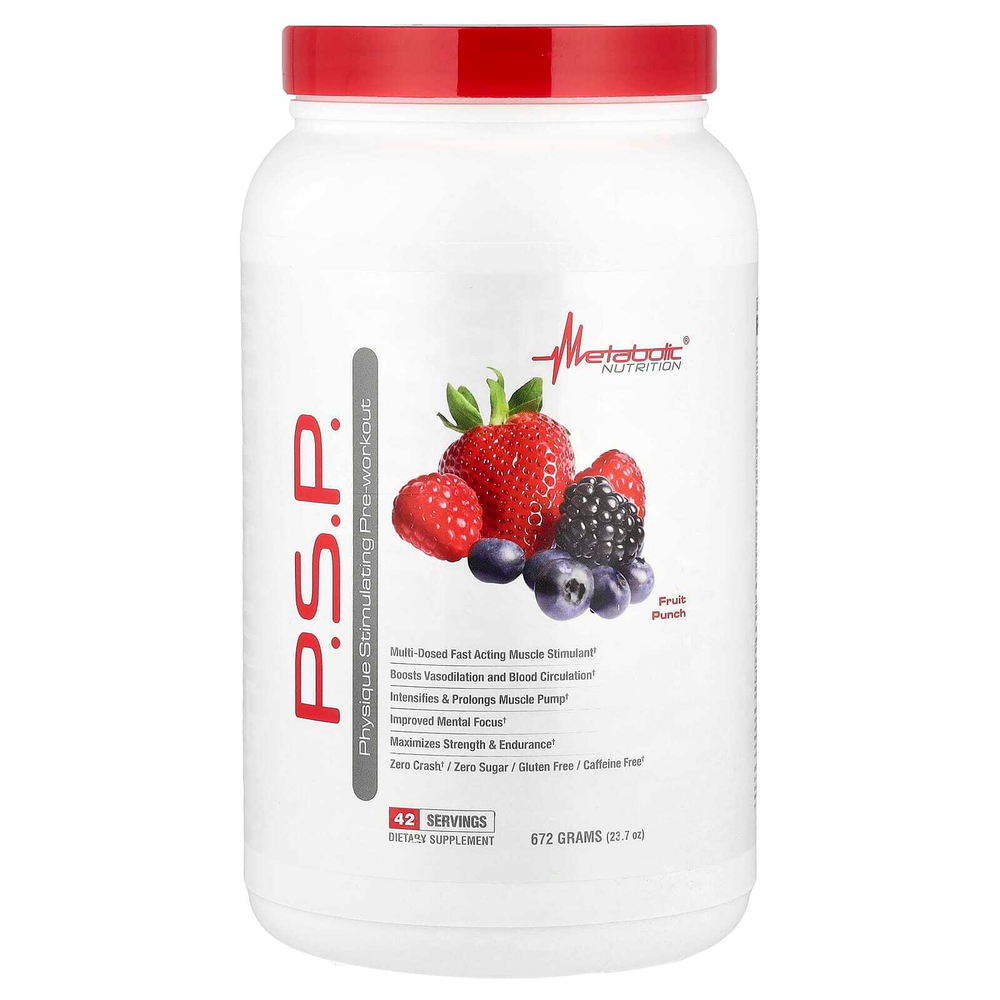 Metabolic Nutrition, PSP Physique, стимулятор перед тренировкой, фруктовый пунш, 672 г (23,7 унции)