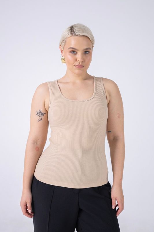 Майка трикотажная, бежевый