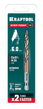 KRAFTOOL STEP POINT, d 6.0 х 98 мм, сверло по металлу для винтовёртов и шуруповертов IMPACT READY (29653-6)