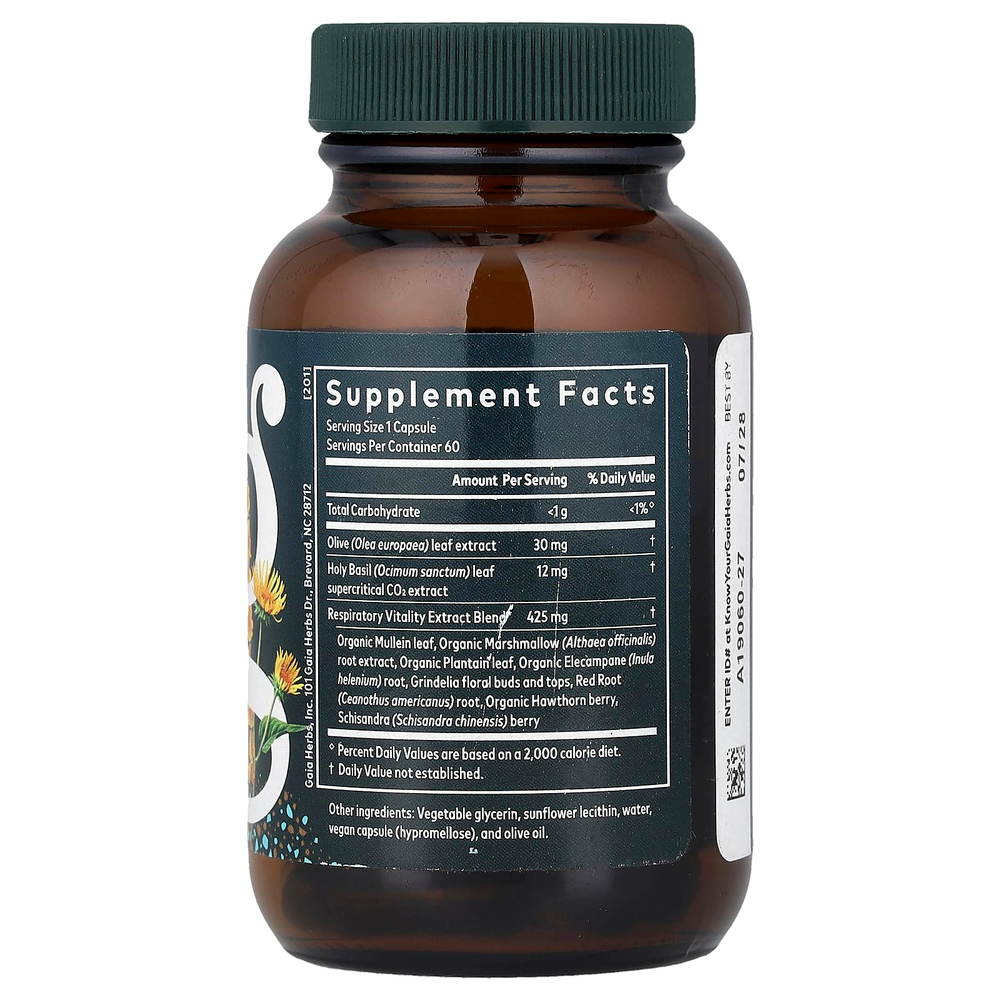 Gaia Herbs, Mighty Lungs™, для поддержки лёгких, 60 капсул Phyto-Caps®