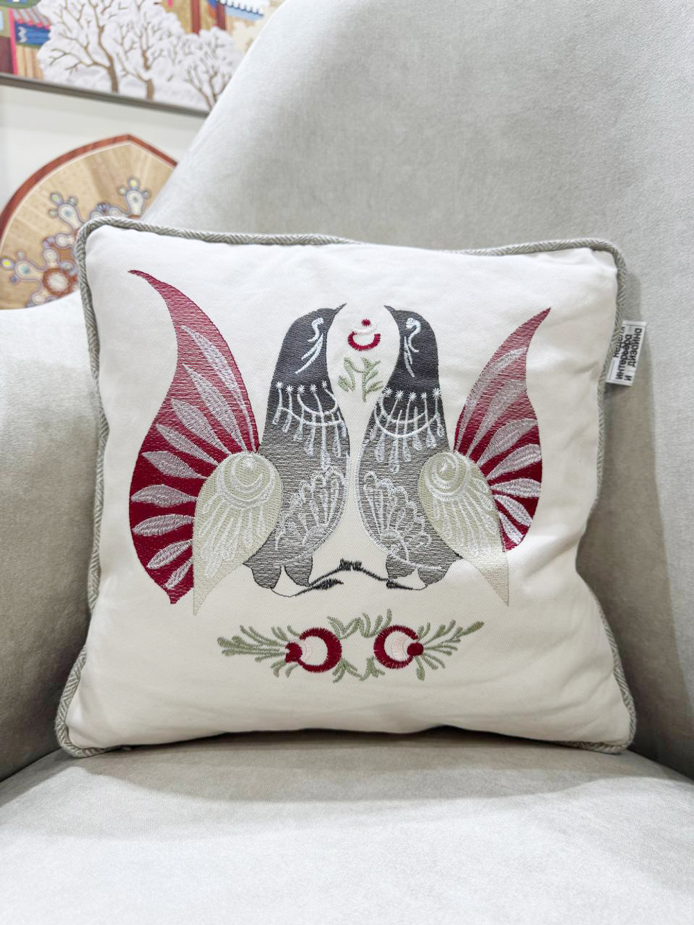 Подушка "Городецкая птица"